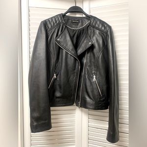 Massimo Dutti Moto Leather Jacket Size L